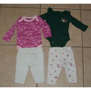 Girls Sz 3-6 Months Casual Wear Shirts & Pants 4 Pc Mixed Lot CARTERS BEBE DIP